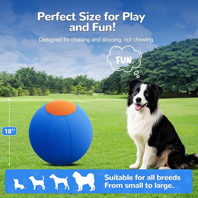 ZIDA 18" Herding Ball for Dogs and Horses - Upgraded Chew Material Dual-Layer Durable Dog Toy Agility Equipment for Australian Shepherds,Cattle,Border Collies,Small/Medieum Breeds