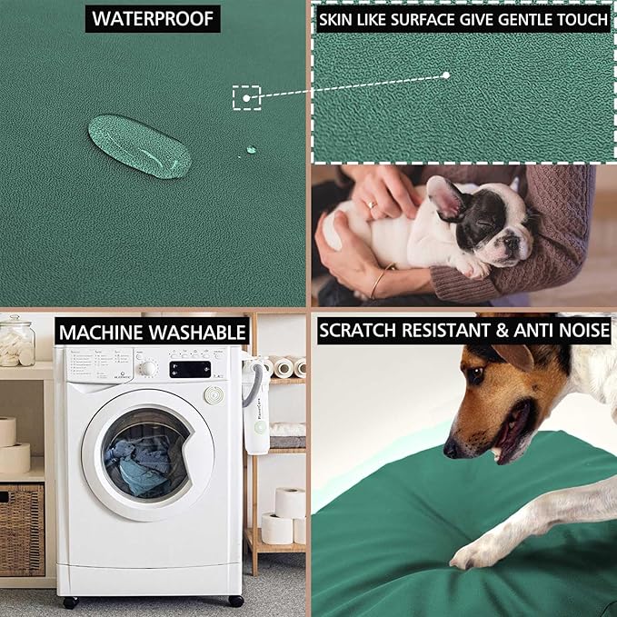 Dog Bed Cover Waterproof Replacement Machine Washable Covers for 30x30 Inch Dog Bed Heavy Duty Scratch Resistant Mattress Protector Pet Bed Round Dark Green Cover Only