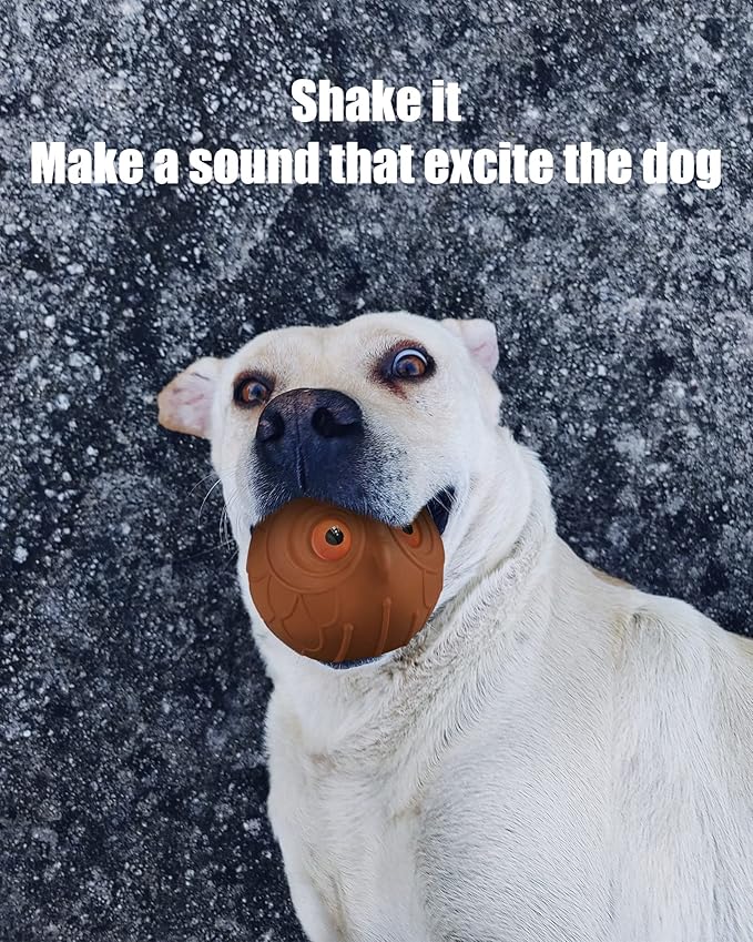 Mewlmart Giggle Ball for Dogs Owl Toys for Aggressive Chewers Dog Ball Toy for Puppy Medium Large Dogs Fun Gift for Dog Natural Rubber Cute Hoot Brown