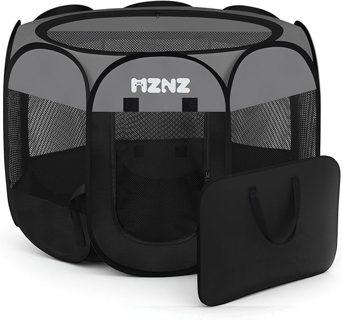 Dog Cat Playpen, Portable Puppy Pet Crate Indoor for Small Dogs Cats Rabbits, Foldable Dog Cage Enclosure for Outdoor, Pop Up Dogs Tent Kennel with Carrying Case, Dark Grey