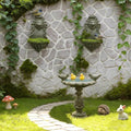 iLAND 1/12 Scale Fairy Garden Accessories Outdoor Miniature Birdbath Fountain & 2 Lion Wall Reliefs Mini Ornaments for Garden Dollhouse Décor Dollhouse Accessories