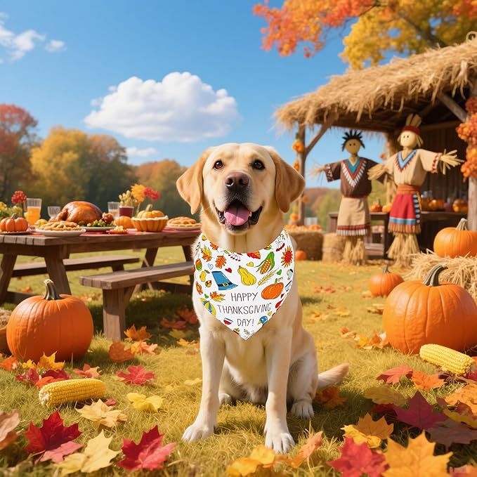 30 Pcs Halloween Thanksgiving Dog Bandanas Bulk 33 Inch XXL Stitch Dog Bandanas for Large Dogs Breed Polyester Scarves Party Grooming L