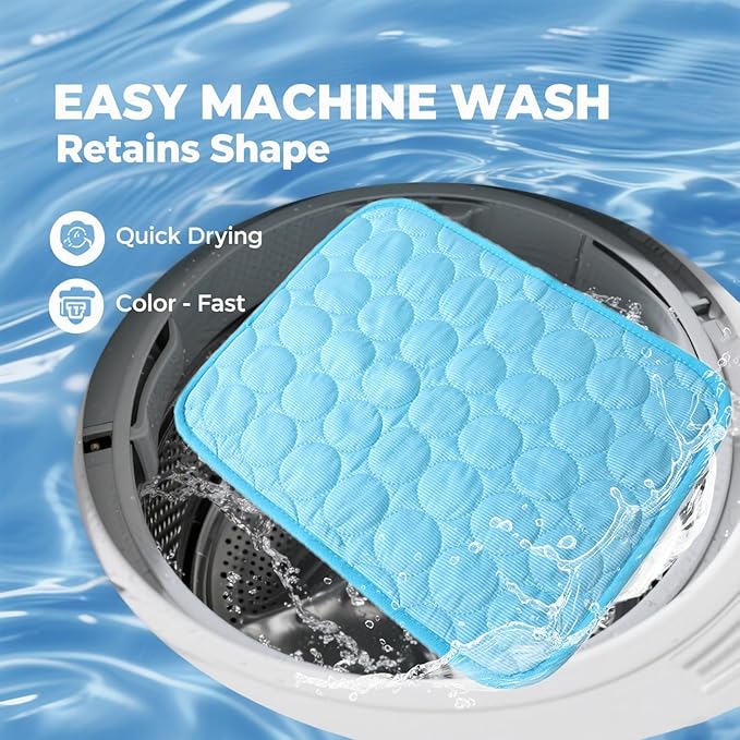 Upgraded Dog Cooling Mat, Pet Cooling Mats, Washable & Portable Pet Soft Pad, Foldable & Non-Slip Dog mats, Indoor Outdoor Uses in Kennel, Bed, Sofa or Car(Blue, M: 62×50 cm | 24×20 inch)