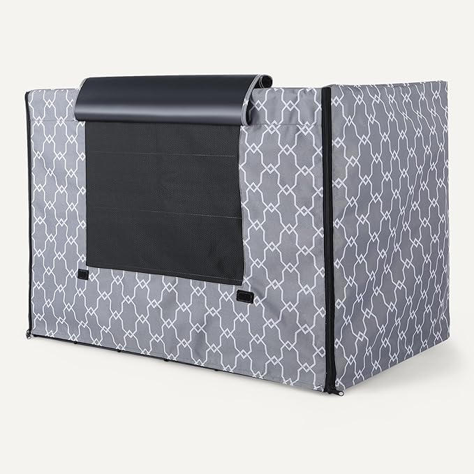 Amazon Basics Dog Cage Cover for 48-inch Wire Crates, Heavy-Duty with Zippered Panels, Recycled Polyester