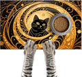 Cat Feedings Mats 20x12 inch Golden Cat Print Pet Bowl Placemat Non Slip Mat for Cats Food and Water Indoor Kitty Feeding Station Elegant Cats Meal Mat for Small Pets Kitchen Floor Use