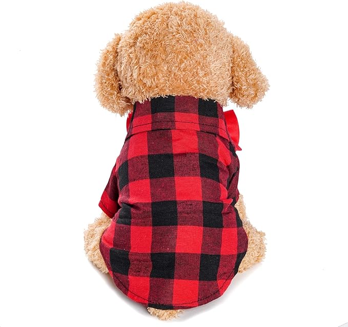 Tongcloud 3 Pack Plaid Puppy Cat Shirt - Cute Dog Shirts for Large Dogs and Cats - Birthday Party and Holiday Photo