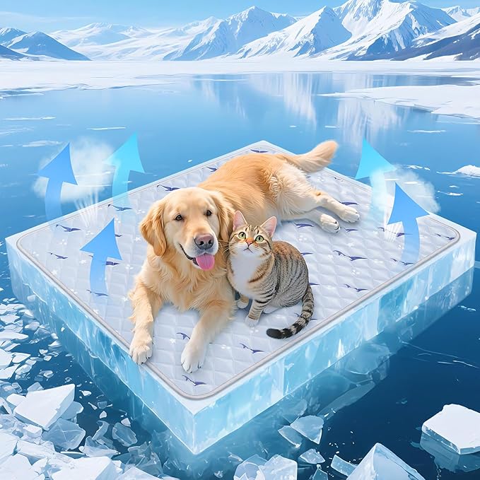 Dog Cooling Mat, Cooling Mat for Dogs, Breathable Dog Bed with Non-Slip Design, Portable & Washable Pet Pad for Indoor, Outdoor, Crate, Summer Cat Bed, Cool Pet Pad, Gel-Free, 39"x58"