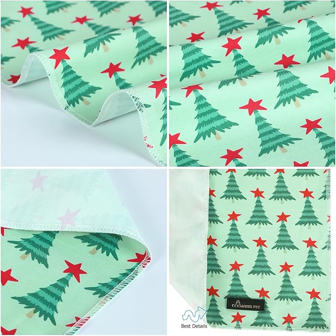 ARING PET Christmas Dog Bandanas, Green Christmas Tree Holiday Pet Bandana Scarf Triangle Bibs for Puppy Small Medium Large Boy Girl Dogs Cats-S