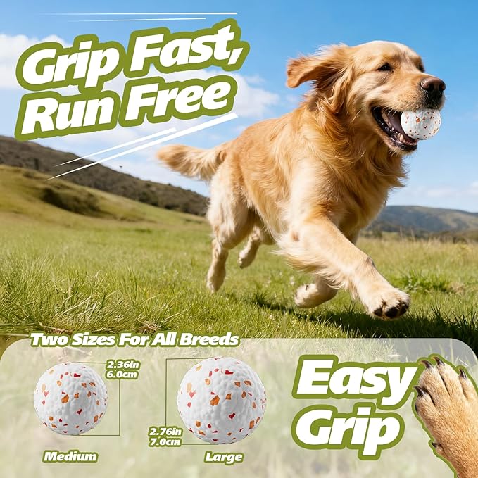 E-TPU Dog Balls 3 Pack - Interactive Tennis Balls Alternative for Aggressive Chewers, Indestructible Chew Toys for Puppy Teething, Keep Dogs Busy, Suit for Large Medium Small Breed