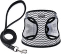 BOOMIBOO Dog Harness with Leash Set, No Pull Adjustable Reflective Step-in Puppy Pet Vest Harnesses for Small Medium Large Dogs and Cats,White Stripe L