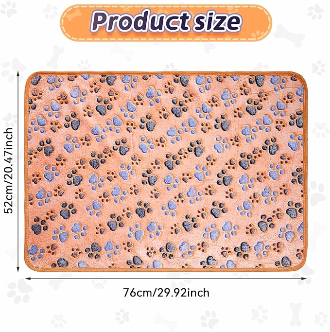 Tatuo 4 Pcs Dog Blanket for Pet Cat Blankets Indoor Puppy Teething Stuff Toys Paw Print Fleece Soft Blanket Sleep Mat for Guinea Pig Cage(Coffee,Medium(30 x 20.5 Inch),Square)