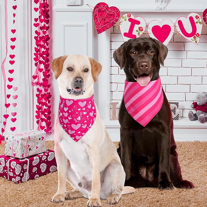 Valentines Dog Bandana St Patricks Day and Easter Dog Bandana Small 3PCS, Colorful Scarf for Boy and Girl, Triangle Reversible Bibs.