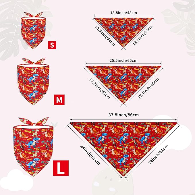 30 Pcs Dinosaurs Dog Bandanas for Small Dogs Stitch Dog Bandana Bulk Reversible Print One Side Polyester Puppy Scarves Party Grooming S