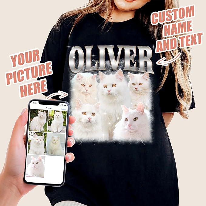 JIX & JOKY Custom Your Own Bootleg Rap Shirts with Dog Faces Custom Pet Shirt for Men Graphic Tshirt Gift Idea for Pet Lovers