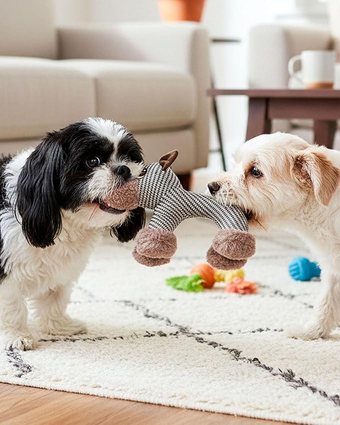 Linen Safari Companions - Linen Dog Toy, Chew-Resistant Natural Linens Squeaky Safari Animal for Small to Medium Dogs, Helps Reduce Destructive Chewing for Indoor Play and Boredom Relief (Sheep)