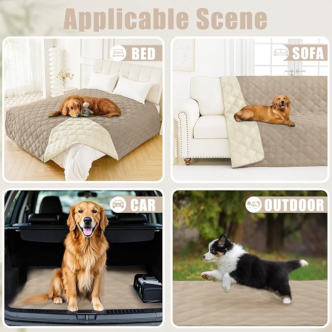 Smiry Waterproof Dog Bed Cover Blanket 40x80, Soft Reversible Pet Blanket, Washable Leakproof Cats Dogs Couch Cover for Sofa, Couch, Furniture, Taupe/Beige