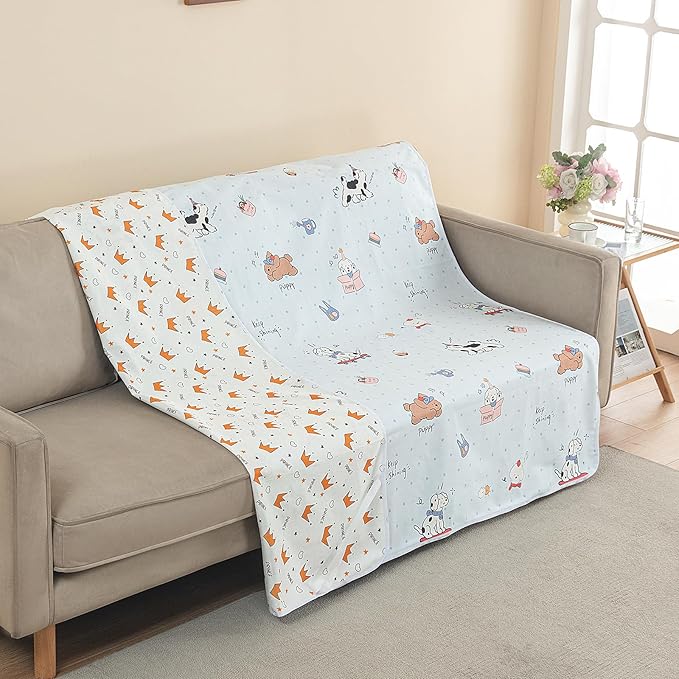 WenBags Waterproof Dog Bed Cover 60 * 80 Inches Throw Size,Pet Hair Resistant Reversible Couch Cover Mattress Protector,Leakproof Bed Liner/Sheet/Blanket for Adults Elderly Pets,Cute Dogs