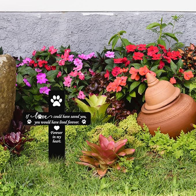 Unittype Pet Grave Marker Memorial Gifts Pet Loss Stake Memorial Plaques for Outdoors Garden Decoration Waterproof Acrylic Grave Marker Cemetery Black Sympathy Garden Stake(Dog)