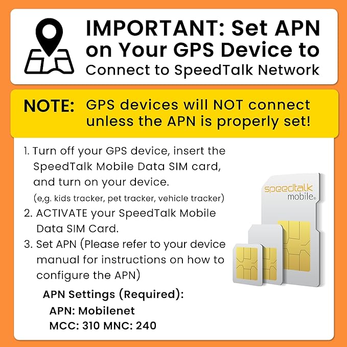 SpeedTalk SIM Card for GPS Trackers Pet Kids Senior Vehicle Car Activity 4G LTE Tracking Devices | 30 Days Wireless Plan | 3 in 1 Simcard - Standard Micro Nano | No Contract | USA Canada Mexico