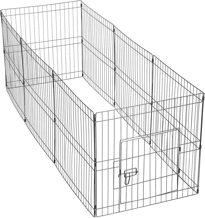 Yaheetech 24 inch 24 Panel Black Heavy Duty Foldable Metal Dog Exercise Pen Portable Cat Duck Chicken Puppy Fence with Door - Outdoor & Indoor