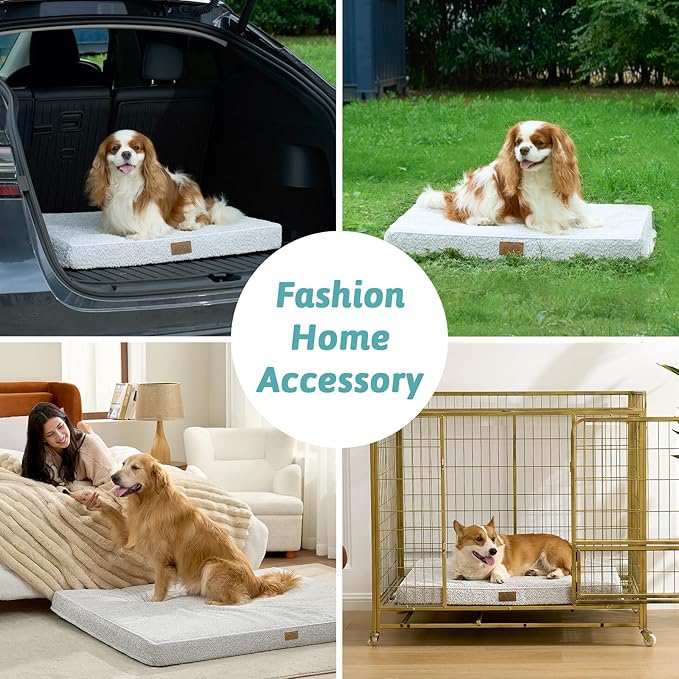 Big Dog Bed for Giant Dogs, Rectangular XXL Orthopedic Dog Beds Extra Large, Foam Anti-Slip Bottom Pet Mat with Washable Removable Cover, Suitable for Pet Up to 150 lbs, 54x44x4 inch, Grey