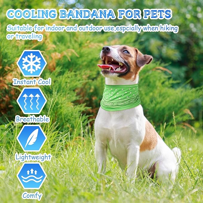 Talltalk 5 Pieces Dog Cooling Bandanas Neck Wraps Ice Scarf Pet Dog Cooling Collar Hunting Training Hiking Camping Accessories for Summer(Paisley,L)