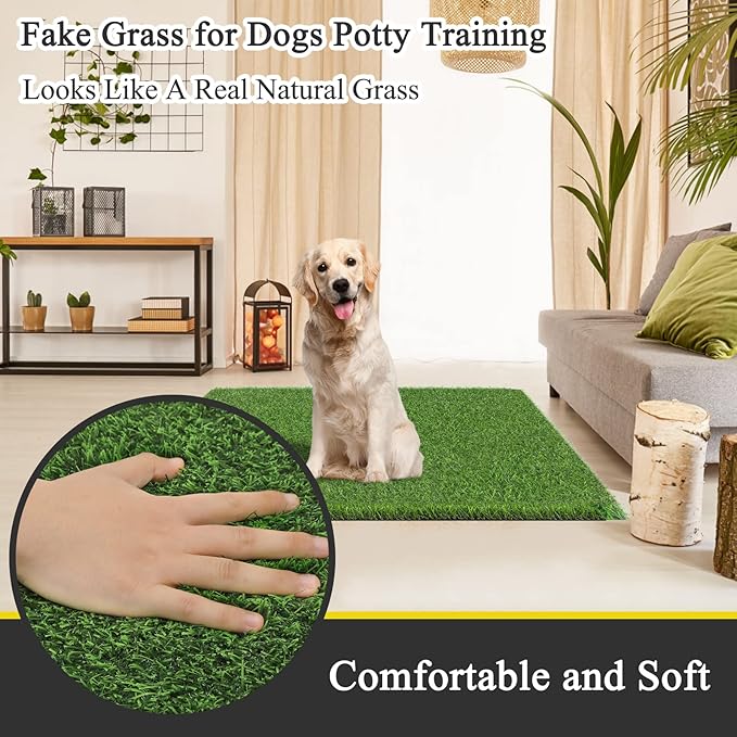 Bsmathom Artificial Grass Rug Indoor Outdoor Rug, Professional Dog Potty Training Rug, Fake Grass Rug Synthetic Grass Mat Door Mats with Drainage Holes for Balcony Patio Garden (39.3 x 31.5Inch)