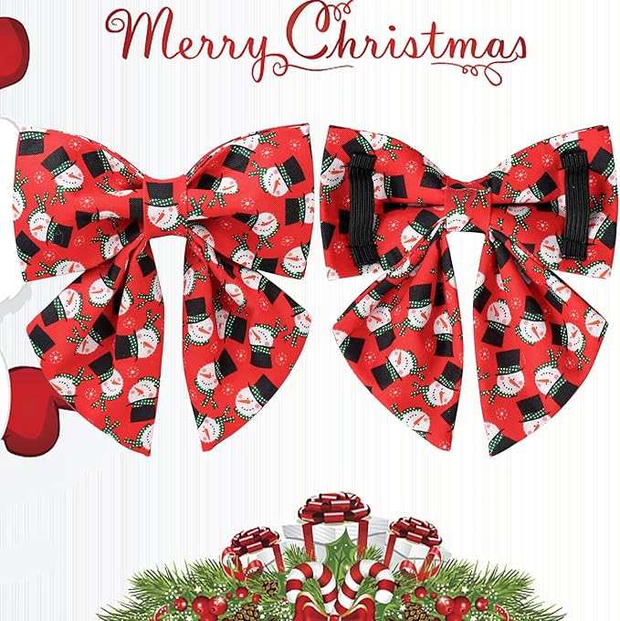 Christmas Dog Collar with Bow Tie, Christmas Collar for Puppy Girl Boy Dog or Cat, Bowtie Dogs Collars with Durable Metal Buckle, Cute Pet Collars, M