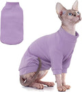 PUMYPOREITY Stretchy Cat Shirt, Sweater With Sleeves, Soft Clothes for Sphynx Hairless Cats, Devon Rex - Purple, S