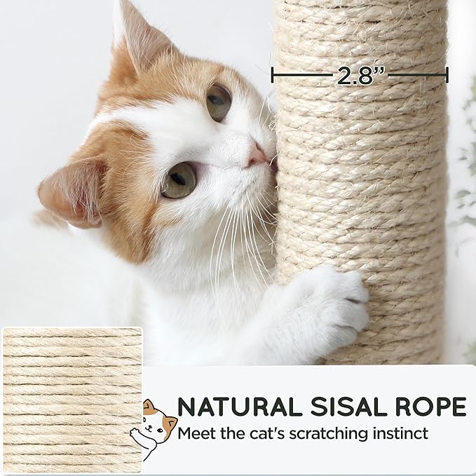 Yaheetech 54in Sturdy Cat Tree for Large Cats, Multi-Level Kitten Condo with Scratching Posts, Hammock & Top Perch, Indoor Pet Furniture for Kitties to Play, Climb, Scratch & Sleep, Beige