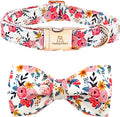 Lionheart glory Dog Collar Bow Collar Floral Dog Collar with Bow Tie Spring Summer Cute Collar Dog Boy or Girl Dog Collars Soft Durable Adjustable Dog Collars for Large Dogs