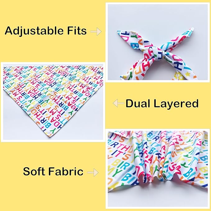 Birthday Dog Bandanas 1 Pack, Colorful HBD Dog Scarfs for Boy and Girl, Pet Scarves for Boy and Girl Bandanas for Small Medium Large Dogs (It's My Birthday, One Size)