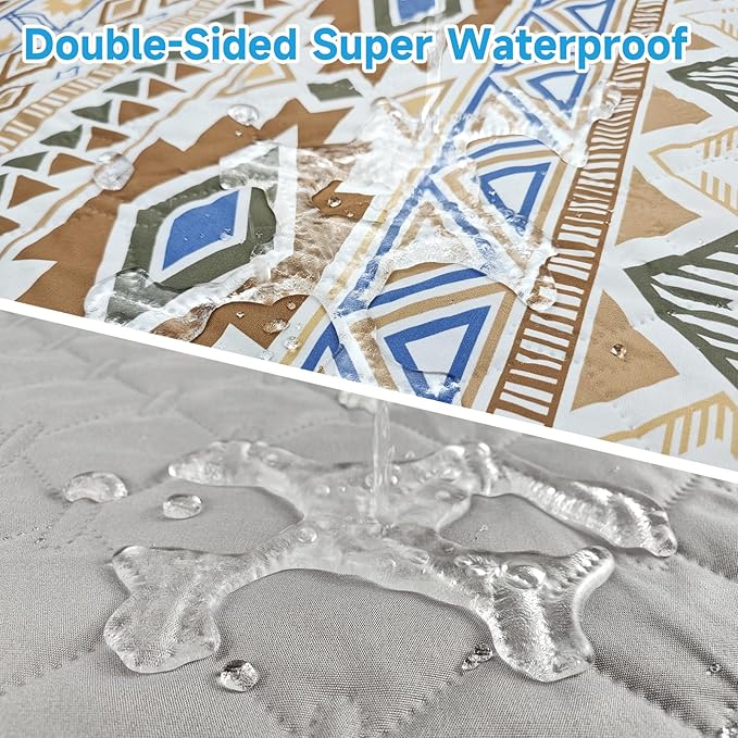 Waterproof Dog Blanket, Bohemian Dog Bed Cover Pet Blanket, Reversible Sofa Couch Cover for Dogs Washable, Protect Furniture Bed Couch Sofa for Puppy Cat (Beige Medallion, 52×82 Inch)