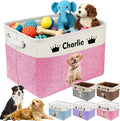 Personalized Dog Cat Toy Storage Basket with Photo & Name, Custom Collapsible Pet Organizer Bin with Handles for Toys, Clothes, Blankets & Pet Supplies