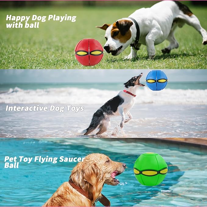 3PCS Dog Flying Disc Toy - Light Up Saucer Ball for Dogs - Outdoor Games (Red+Blue+Pink)