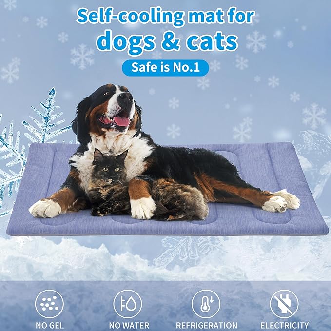 Cooling Mat for Large Dogs - Double-Sided Waterproof & Cool, Q-MAX>0.47, Portable Dog Cooling Mat for Summer. (XL (44''x32'')