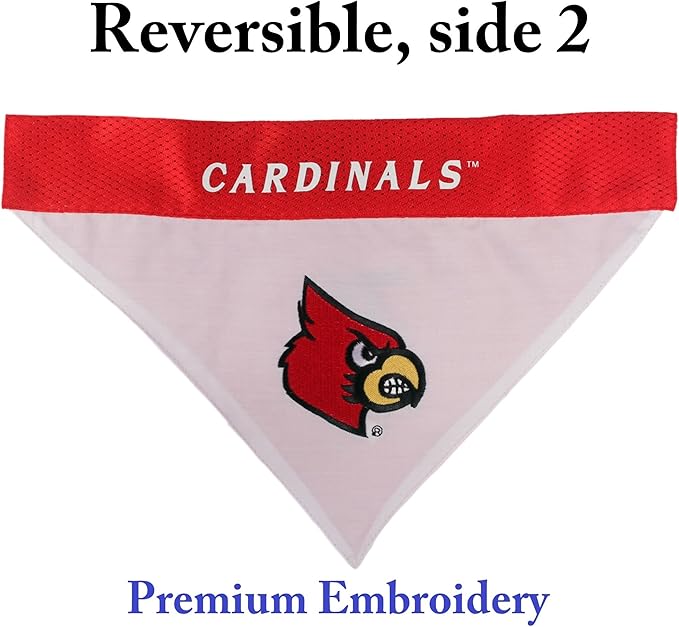 Pets First Collegiate Pet Accessories, Reversible Bandana, Louisville Cardinals, Small/Medium