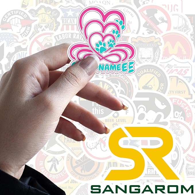 Custom Pet Name Sticker Personalized Text Infinity Heart Pawprint Animal Lovers Decal Waterproof Die Cut Vinyl & Transparent DTF Decal for Laptop Helmet Car Cup Phone Tablet for Male Female