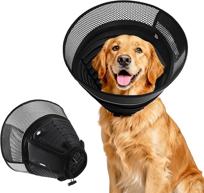 Inflatable Dog Cone for Dogs After Surgery,Soft Adjustable Elizabethan Collar for Large Dogs,2-in-1 Dog Cone with Detachable Shield,Anti-Anxiety Comfortable Pet E-Collar Prevents Licking Wounds(XXL)