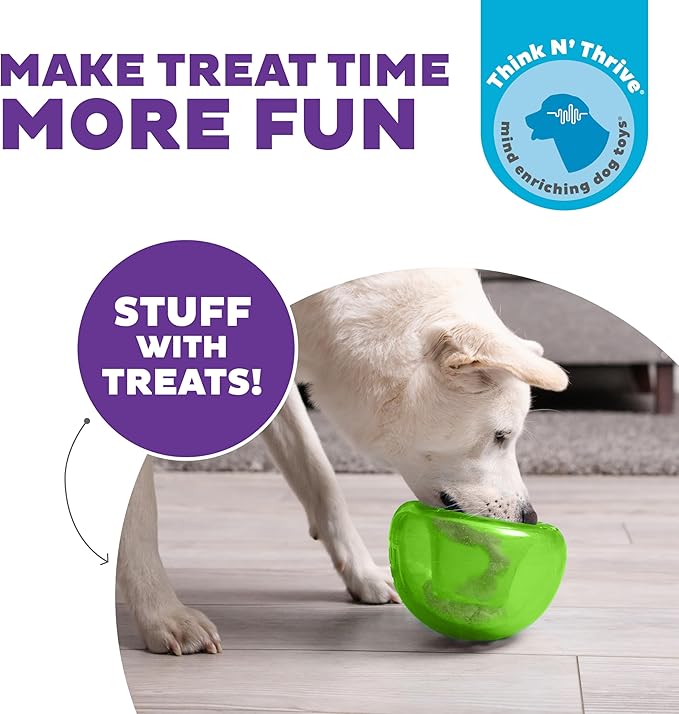 Outward Hound by Planet Dog Snoop Dog Toy – Treat‑Dispenser Puzzle Ball, Interactive Slow Feeder, Medium to Large Dogs, Bouncy & Mint-Infused, Green, 5"