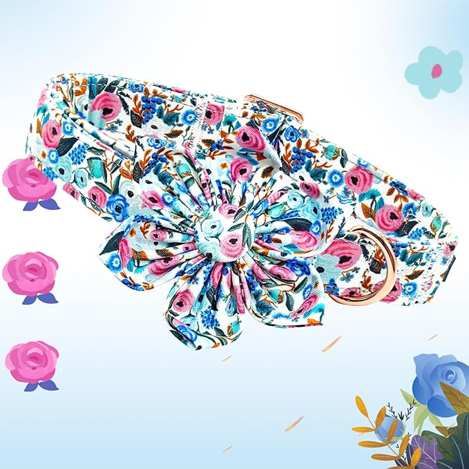 Lionheart Glory Floral Dog Collar - Soft, Durable & Adjustable for Large Dogs