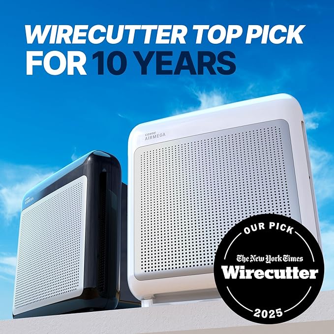 COWAY Air Purifiers for Home Up to 1,748 ft², HEPA Filter for Smoke, Allergies, Pet Dander, Odor, Air Quality Monitor, Auto & Eco Mode, Timer, Filter Indicator, 3yr Warranty, Airmega 200M White