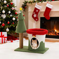 COSIEST 30in Christmas Cat Tree for Kittens, Kitty Condo with Top Perch, Small Cat Tree House with Sisal Scratching Posts, Cat Safe Christmas Tree Tower for Indoor Cats, Activity Center, Red & Green