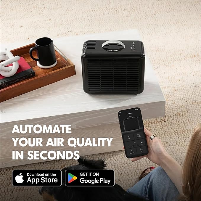 PuroAir Air Purifier 100i Smart HEPA Air Purifiers for Home Pets - Portable Small Air Purifier Filters up to 550 Ft² of Pollutants, Smoke, Pollen, Dust - Room Air Purifiers for Bedroom, Office (2PK)