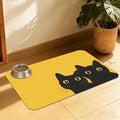Cute Black Cat Peeking Pet Bowl Mat, Absorbent Placemat for Food and Water, Waterproof Non-Slip Rubber Base – 16x24 Inch