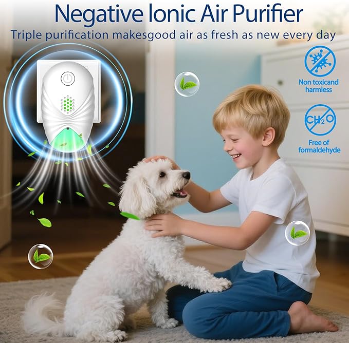 Air Purifiers for Home (4-Pack),Plug-in Air Purifier with Negative Ion Technology, Quiet Odor Eliminator for Smoke, Pets, Kitchen, Bathroom, Dust, and More