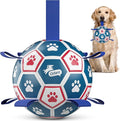QDAN Large Dog Toys, 8 Inch Durable Balls for Dogs for Outdoor Indoor, Soccer Ball with Straps, Herding Balls, Interactive Toy for Tug of War, Dog Ball to Keep Them Busy (8 Inch)