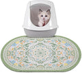 Bienbee Cat Litter Mat, 24" x 15" Litter Box Mat Rug with Non-Slip Bottom,Urine and Water Proof, Easy to Clean Cat Supplies Essentials for Indoor Kitty Kitten Floor, Bean-Green M