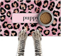 Puppy Feeding Mat 24x16 inch Pink Leopard Print Pet Bowl Placemat Non Slip Floor Mat for Food and Water Indoor Dog Feeding Station Cute Meal Pad for Small Pets Kitchen Use