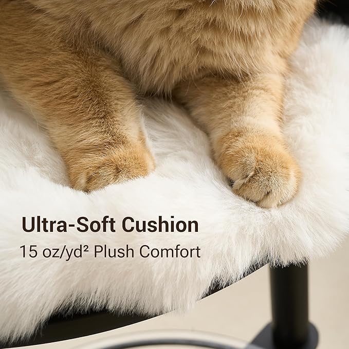 Modern Cat Tree Tower for Indoor Cats up to 12lbs, 34" H Furniture-Style Metal Cat Tower with Scratching Posts, Wood Cat Bed with Soft Plush Cushion Washable, Acrylic Capsule, Classic Black